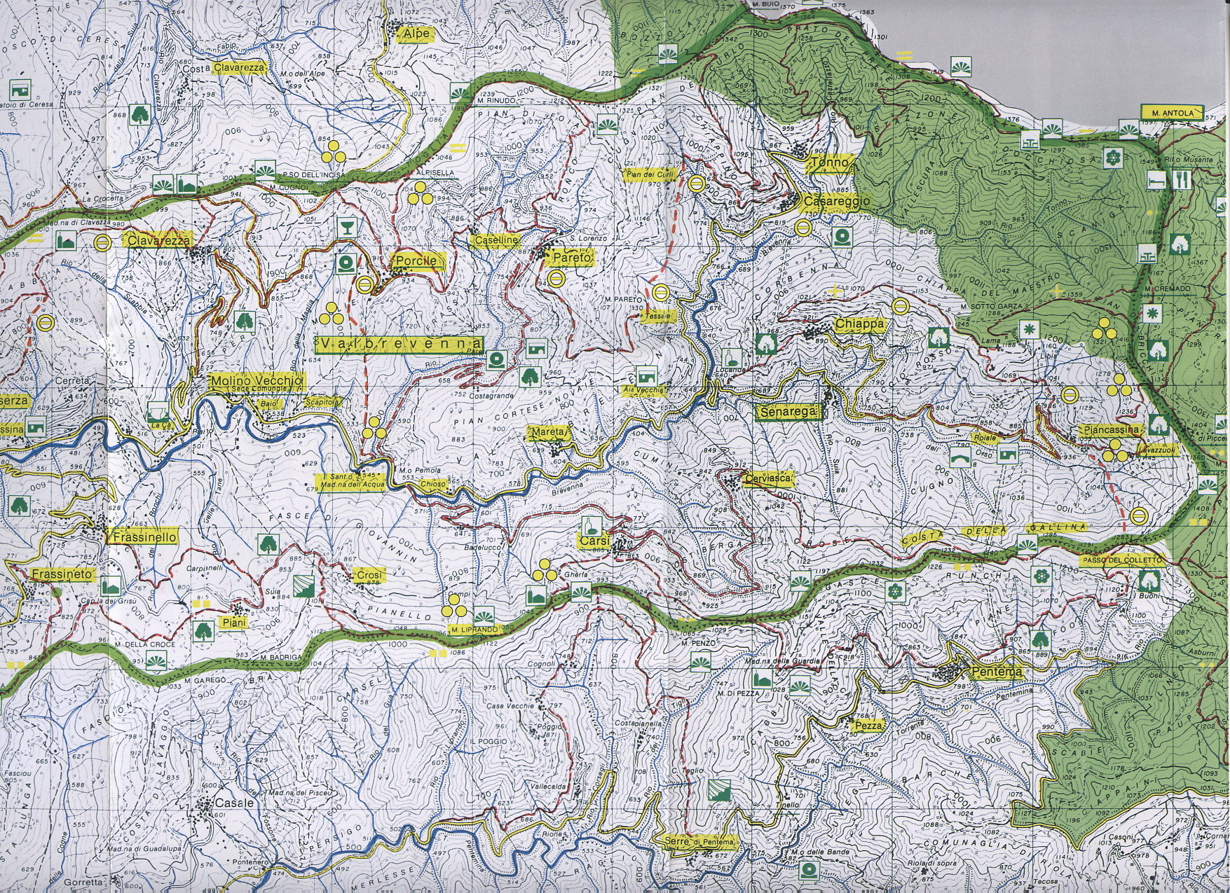 Mappa itinerari escursionistici